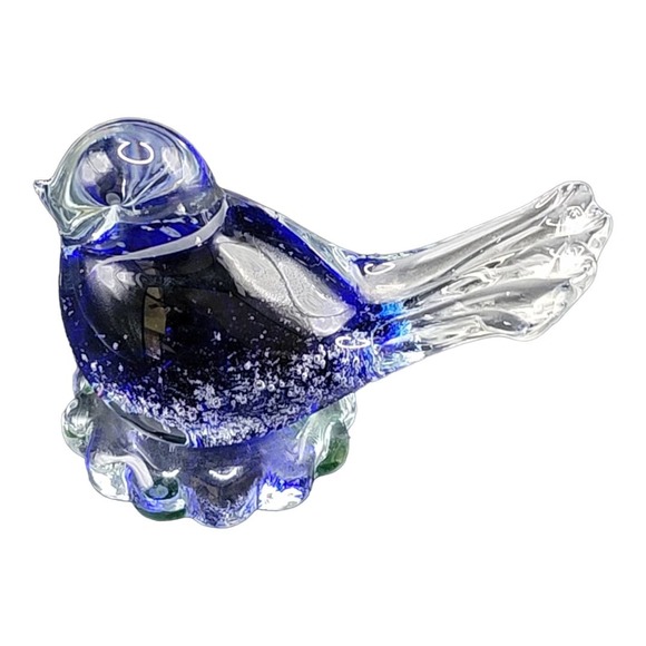Vintage Snowflakes Blown Glass Bluebird - Picture 4 of 9